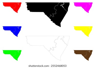 Monongalia County, Estado da Virgínia Ocidental (EUA, Estados Unidos da América, EUA, EUA) mapa ilustração vetorial, esboço de rabisco Mapa de Mon