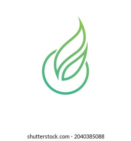 Logo de la hoja en línea con círculo para negocios basados en el medio ambiente