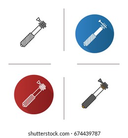Monopod icon. Flat design, linear and color styles. Selfie stick. Isolated vector illustrations