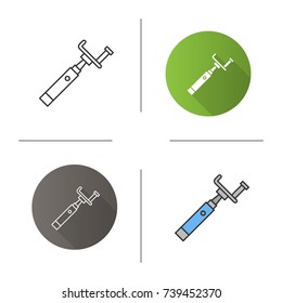 Monopod icon. Flat design, linear and color styles. Selfie stick. Isolated vector illustrations