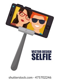 monopod photography selfie style isolated vector illustration design