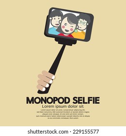 Monopod Selfie Self Portrait Tool For Smartphone Vector Illustration