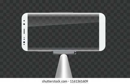 Monopod Selfie stick with empty smartphone screen for your design.