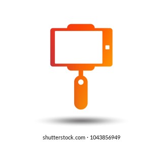 Monopod selfie stick icon. Self portrait tool. Blurred gradient design element. Vivid graphic flat icon. Vector