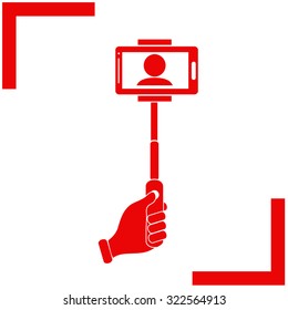 Monopod selfie vector icon.