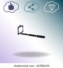 Monopod selfie vector icon.