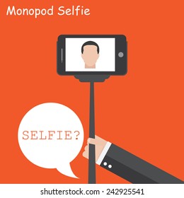 Monopod for selfie. Vector Illustration