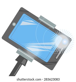 Monopod for selfie. Vector Illustration 