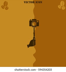 Monopod vector  icon. Coffee symbol background.