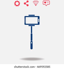 Monopod vector icon on grey background.