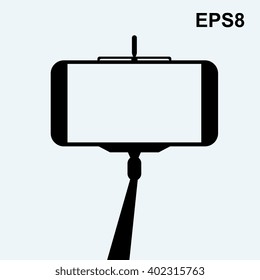 Monopod vector icon Selfie vector illustration isolated, logo for web, design, advertising, printing