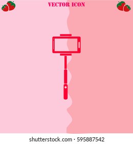 Monopod vector  icon. Strawberry Background.