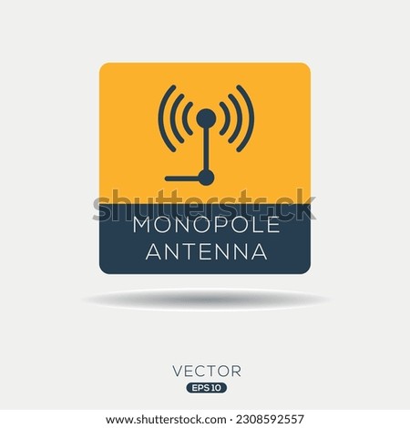 (Monopole antenna) Icon, Vector sign.
