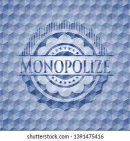 Monopolize blue badge with geometric pattern. Vector Illustration. Detailed.