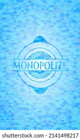Monopolizar emblema azul claro. Fondo mosaico. 