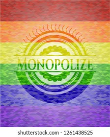 Monopolize on mosaic background with the colors of the LGBT flag