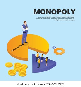 Monopoly 3d isometric vector illustration concept for banner, website, landing page, ads, flyer template