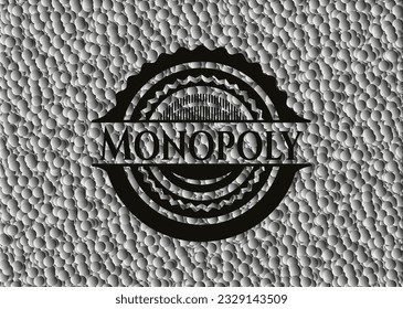 Monopolio emblema negro con fondo de burbujas. Ilustración vectorial. Detallado. 