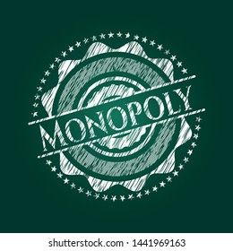 Monopoly chalkboard emblem on black board. Vector Illustration. Detailed.