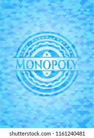 Monopoly light blue emblem. Mosaic background
