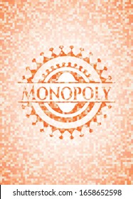 Emblema monopólico de mosaico naranja con fondo