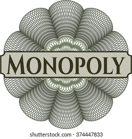 Monopoly written inside rosette