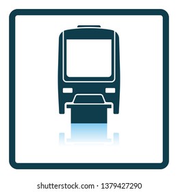 Monorail  icon front view. Square Shadow Reflection Design. Vector Illustration.