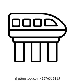 Monorail icon Outline vector for web ui