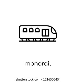 monorail icon. Trendy modern flat linear vector monorail icon on white background from thin line Transportation collection, outline vector illustration