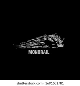 monorail illustration with scribble art or digital hand drawn for background or t-shirt design