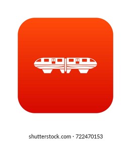 Monorail train icon digital red for any design isolated on white vector illustration