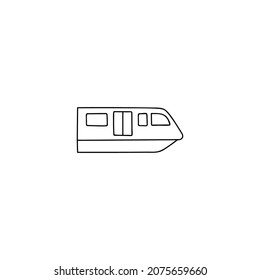 monorail train icon in flat black line style, isolated on white background
