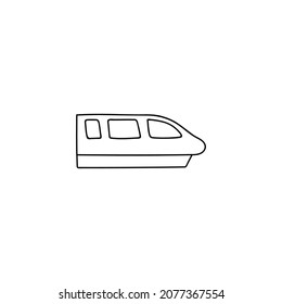 monorail train icon in flat black line style, isolated on white 