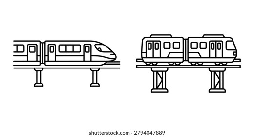 Monorail train icon line art vector illustration design