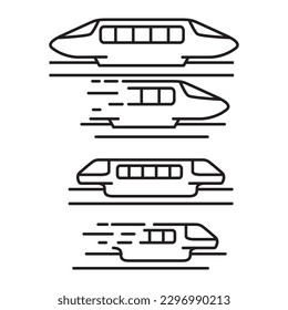 Monorail train line icon.Isolated on white background.Outline vector illustration.Public transport