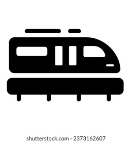 Monorail train solid icon, transportation symbol, Monorail subway vector sign on white background, railway transport icon in glyph style for mobile concept and web design. Vector graphics