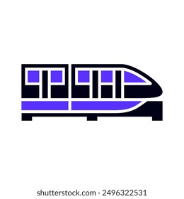 Monorail transport flat icon, side view