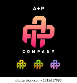 modernes, einfarbiges Monogramm-Logo, buntes Alphabet AP PA für Geschäftswelt, Marke, Online-Shop mit eleganter minimalistischer High-End-Vektorgrafik