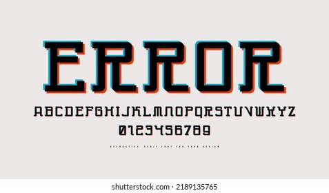 Monospaced serif font in cyber style with ripples distortion effect. Letters and numbers for sci-fi, sport logo and emblem design