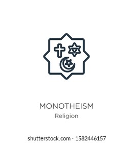 Monotheism icon. Thin linear monotheism outline icon isolated on white background from religion collection. Line vector sign, symbol for web and mobile