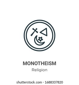 Icono vectorial de contorno monoteísta. Icono de monoteísmo negro en línea delgada, ilustración de elemento simple vector plano del concepto de religión editable trazo aislado en fondo blanco