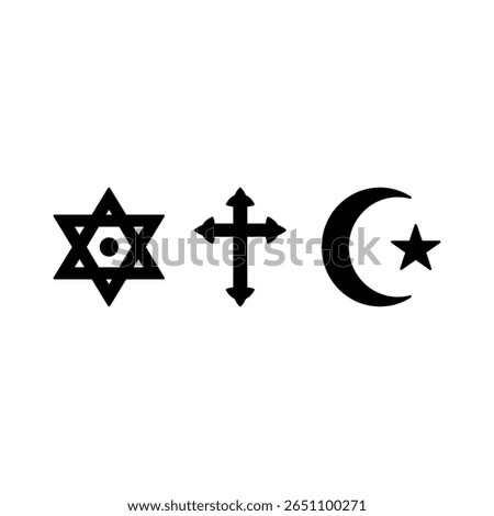 monotheistic abrahamic religions symbols vector illustration