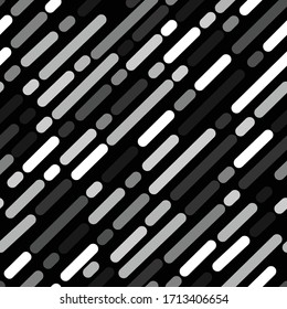 Monotone black ,grey and white Rounded Lines diagonal striped Seamless Vector EPS10,Design for fashion,fabric,web,wrapping,and all print and all graphic type on black.