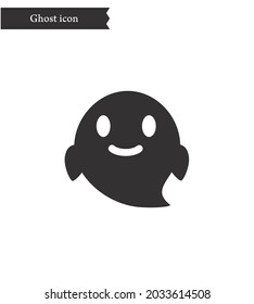 Monotone cute simple smiling ghost icon