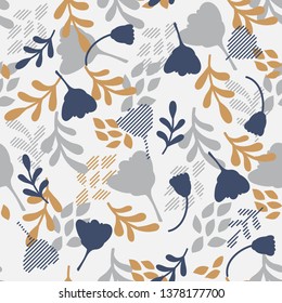Monotone floral seamless pattern design design