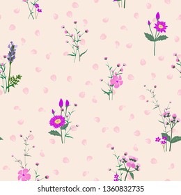 Monotone on purple shade blooming flowers garden seamless pattern for decorative,fashion,fabric,textile,print or wallpaper,vector illustration
