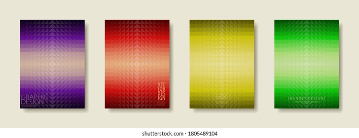 Monotone poster set. Abstract geometric triangle shapes background. Covers design. Vector illustration.