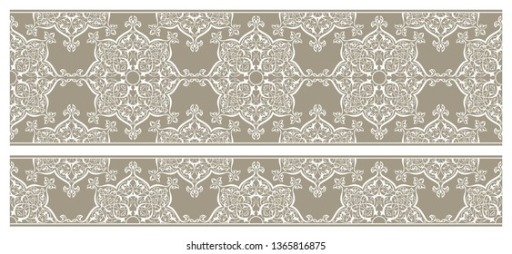 Monotone seamless vector pattern. The picture shows flowers in a modern style. Clover.Yu dandelions and branches with leaves.