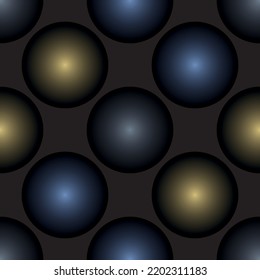 Monotone shade of blue minimal geometric circle from line and dots samless pattern.