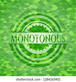 Monotonous green emblem with mosaic background